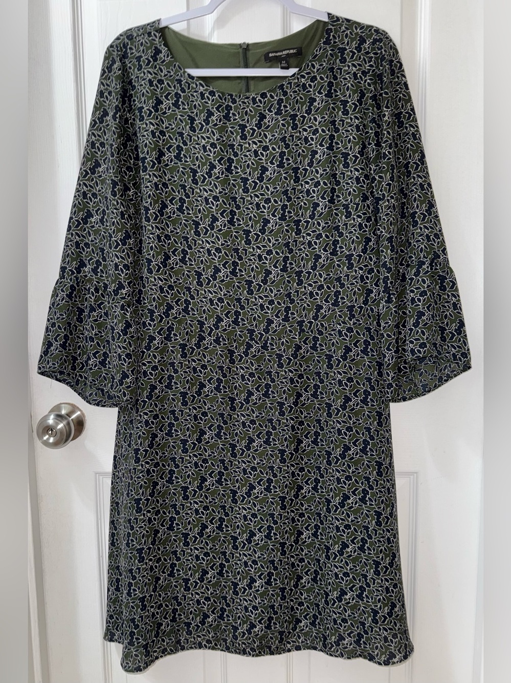 Banana Republic Dark Green Blue Floral Dress Size 14